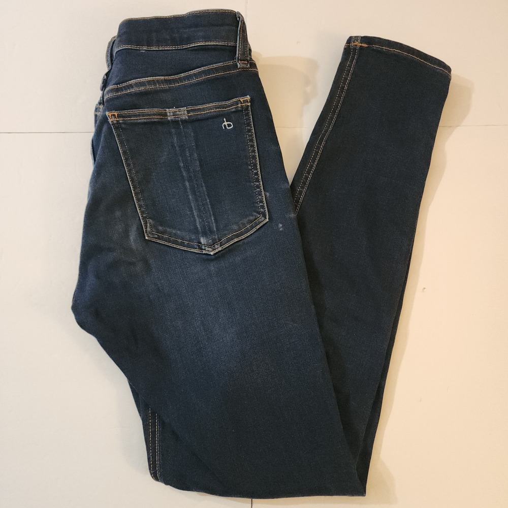 D89 Rag &‎ Bone Cate Mid-Rise Ankle Skinny Jeans Dark Indigo Blue Size 25